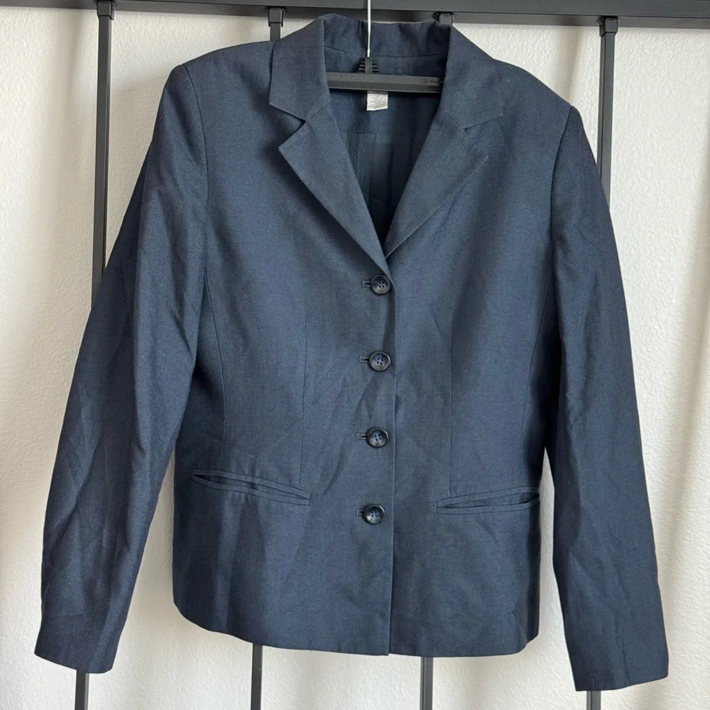 Petite Sophisticate Navy Blazer Jacket Women Petite Size 2 Rayon Career Classic